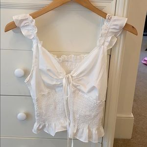 princess polly white ruffle lace tank top